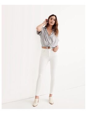 Madewell 9" High Mid Rise Skinny Stretch Jeans in Pure White size 26 H5769